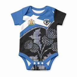 Tweedie Tartan Family Crest Baby Onesie Scotland Thistle Floral Flag Style