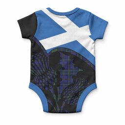 Weir Tartan Family Crest Baby Onesie Scotland Thistle Floral Flag Style
