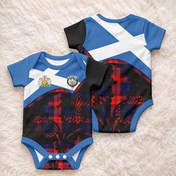 McLaughlin Tartan Family Crest Baby Onesie Scotland Thistle Floral Flag Style
