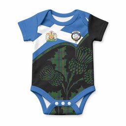 Kennedy Tartan Family Crest Baby Onesie Scotland Thistle Floral Flag Style