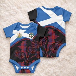 Hamilton Tartan Family Crest Baby Onesie Scotland Thistle Floral Flag Style