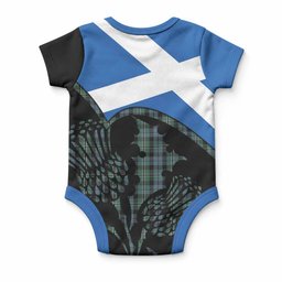Melville Tartan Family Crest Baby Onesie Scotland Thistle Floral Flag Style