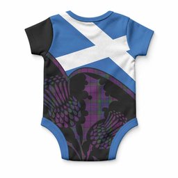 Wardlaw Tartan Family Crest Baby Onesie Scotland Thistle Floral Flag Style