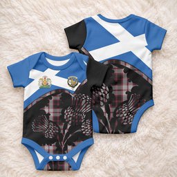 MacPherson (McPherson) Tartan Family Crest Baby Onesie Scotland Thistle Floral Flag Style