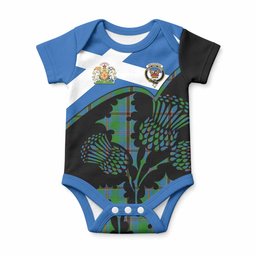 Snodgrass Tartan Family Crest Baby Onesie Scotland Thistle Floral Flag Style