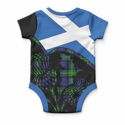 Meldrum Tartan Family Crest Baby Onesie Scotland Thistle Floral Flag Style