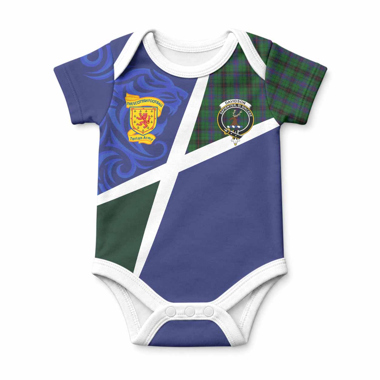 Davidson The Scottish Football Crest Baby Onesie Lion-Tartan Army