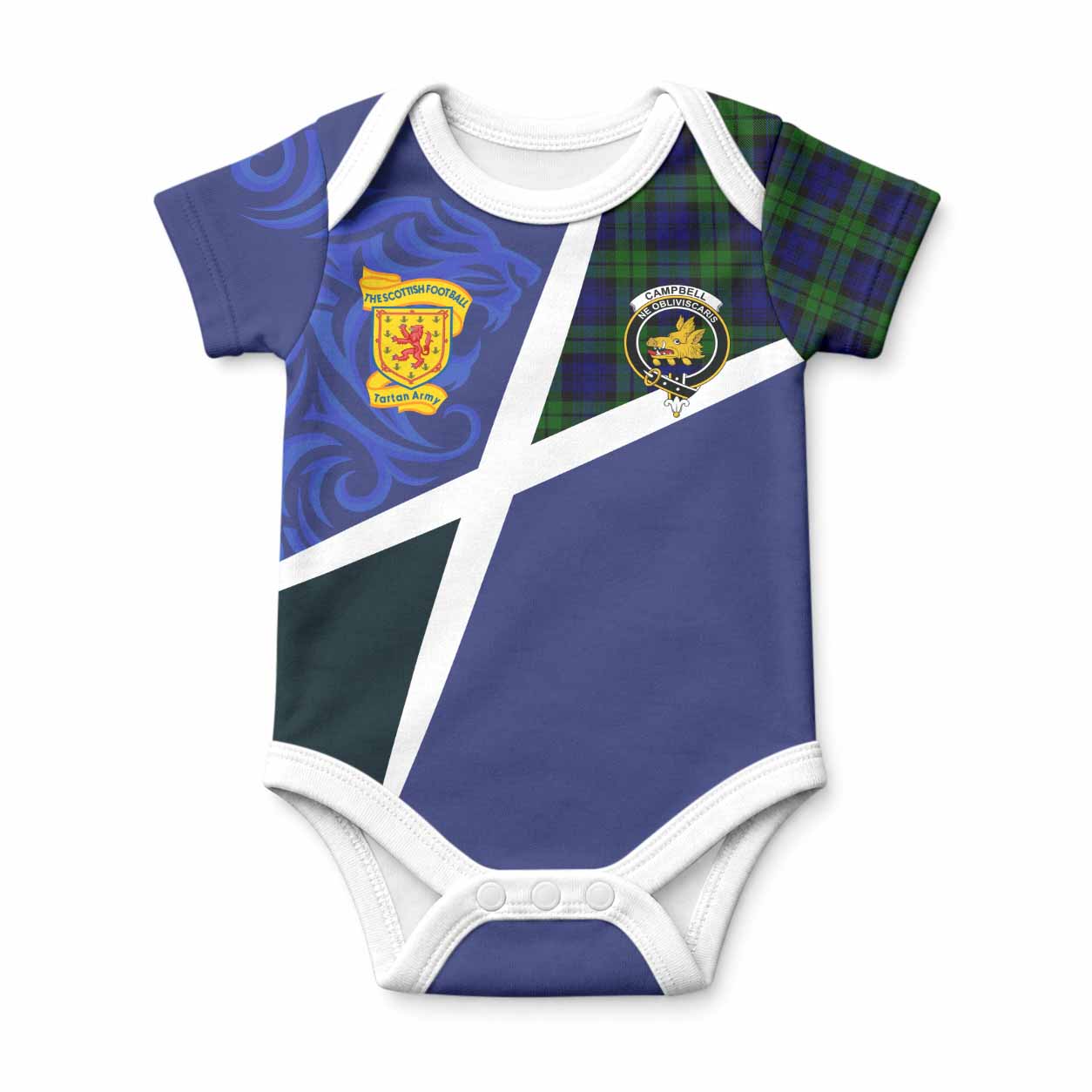 Campbell The Scottish Football Crest Baby Onesie Lion-Tartan Army