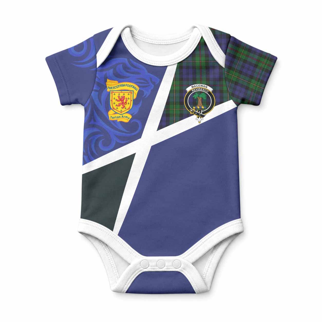 MacEwan (MacEwen) The Scottish Football Crest Baby Onesie Lion-Tartan Army