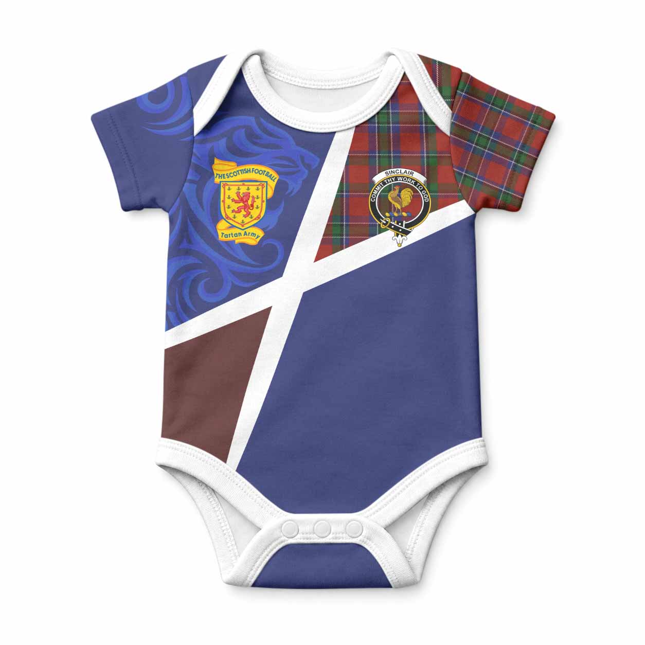 Sinclair The Scottish Football Crest Baby Onesie Lion-Tartan Army