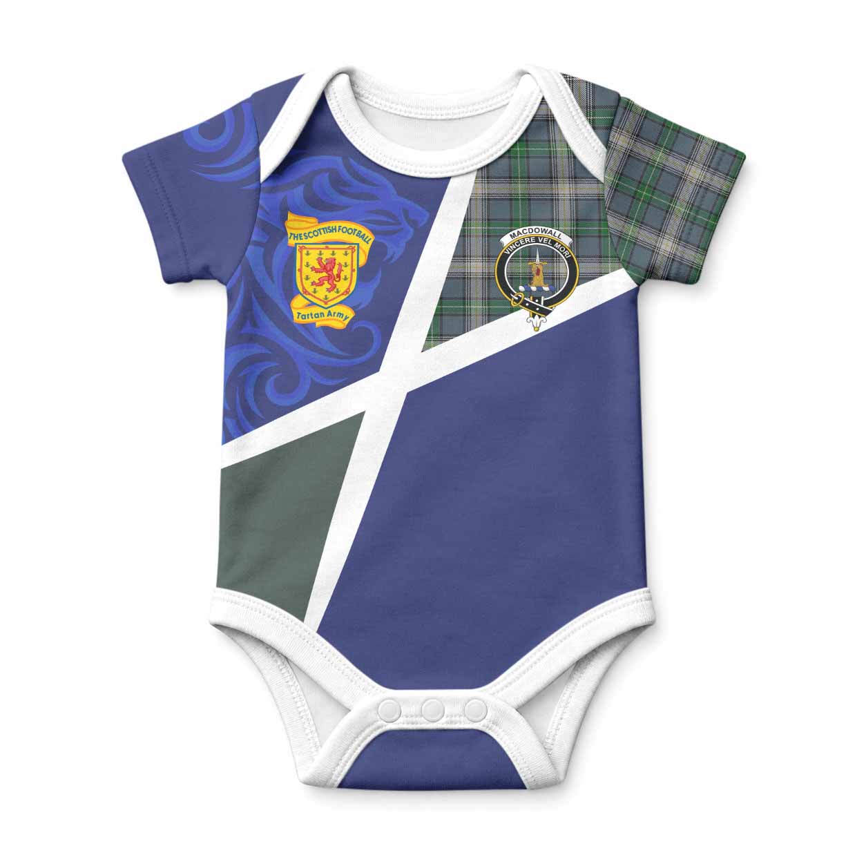 MacDowall (McDowall) The Scottish Football Crest Baby Onesie Lion-Tartan Army
