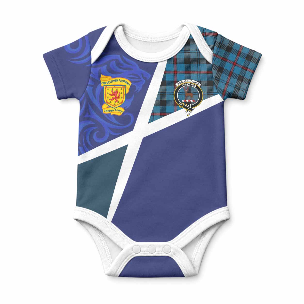 MacCorquodale (McCorquodale) The Scottish Football Crest Baby Onesie Lion-Tartan Army