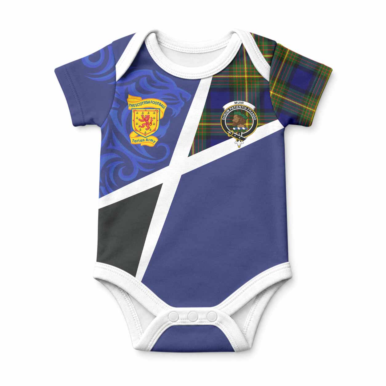 Muir The Scottish Football Crest Baby Onesie Lion-Tartan Army