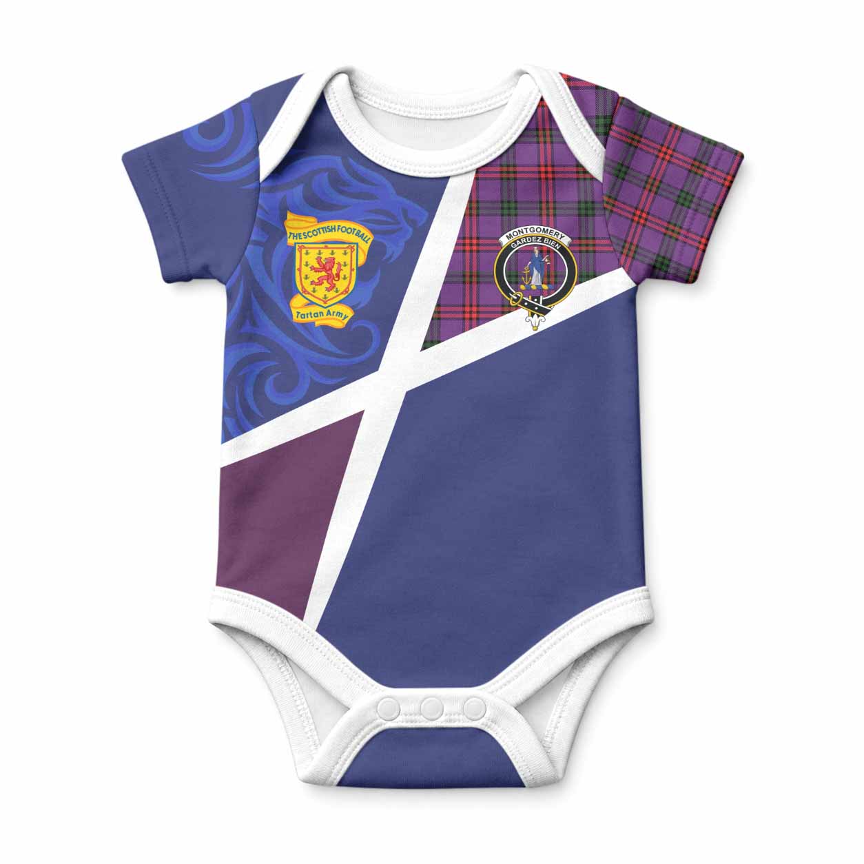 Montgomery The Scottish Football Crest Baby Onesie Lion-Tartan Army