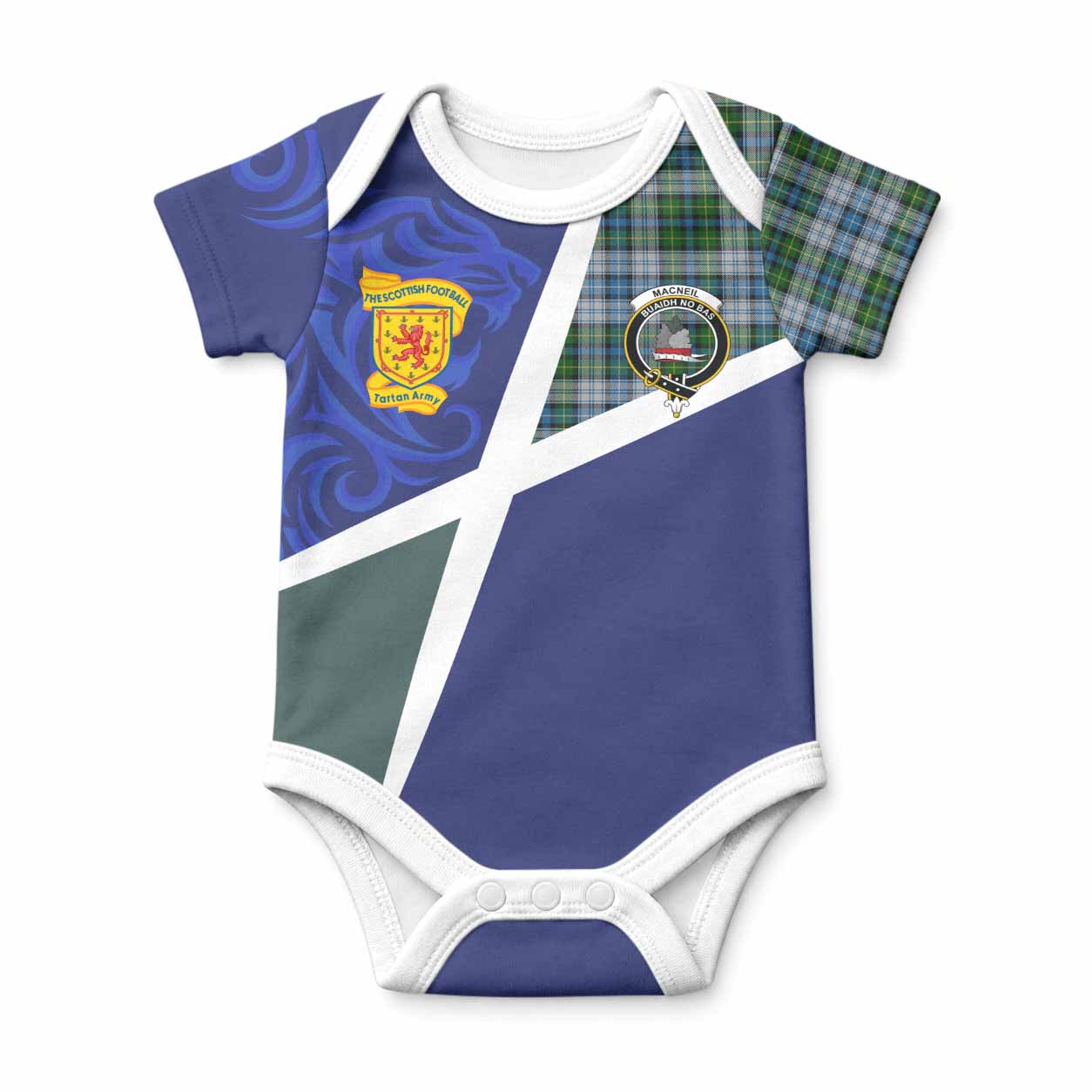MacNeil (McNeil) The Scottish Football Crest Baby Onesie Lion-Tartan Army