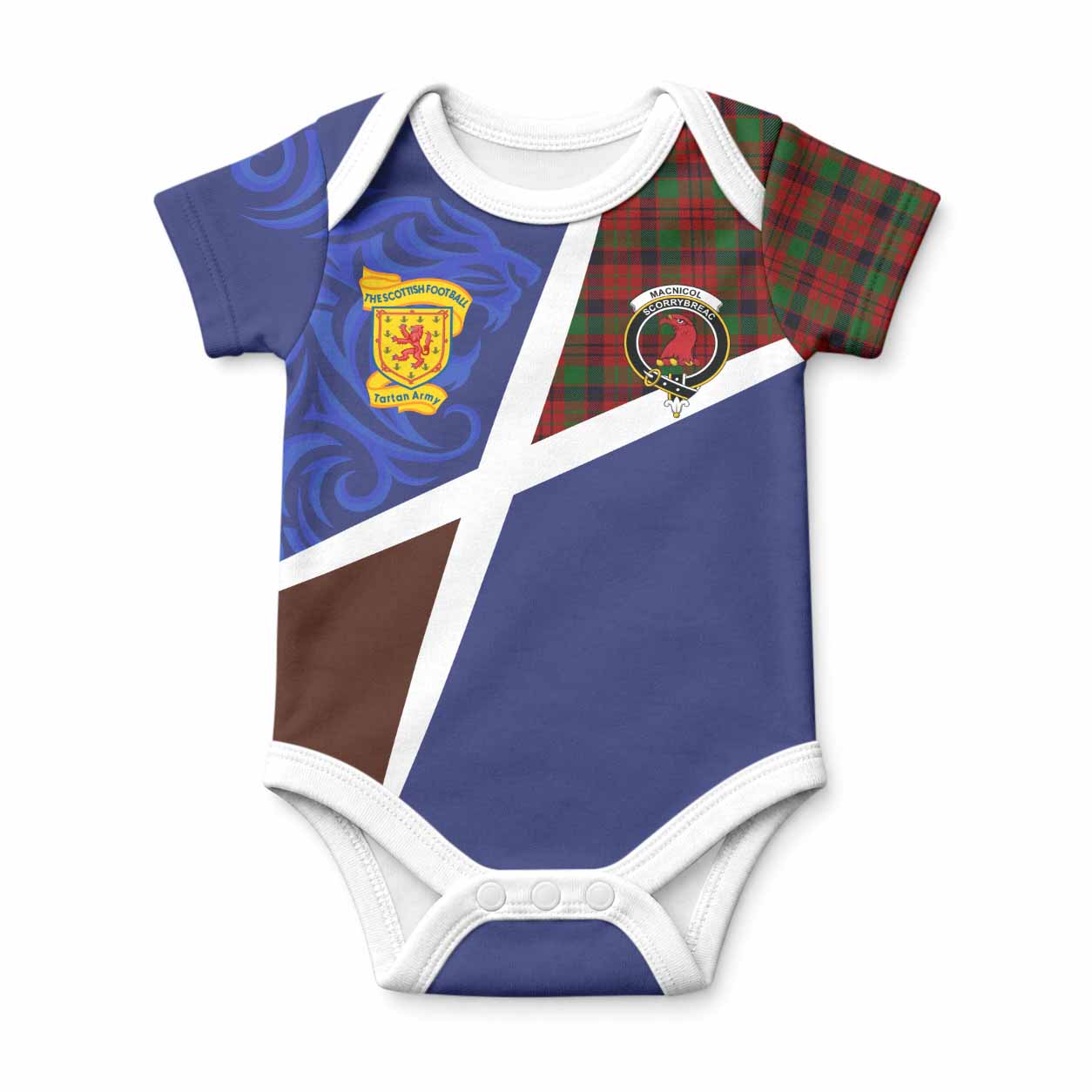 MacNicol (McNicol) The Scottish Football Crest Baby Onesie Lion-Tartan Army