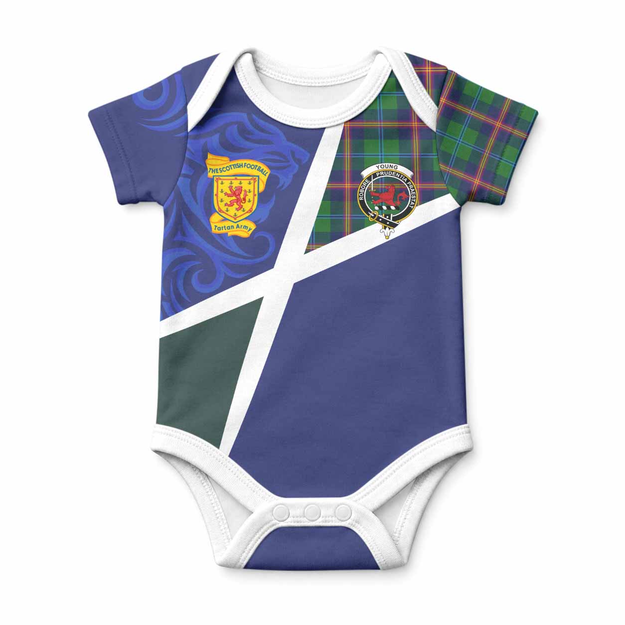 Young The Scottish Football Crest Baby Onesie Lion-Tartan Army