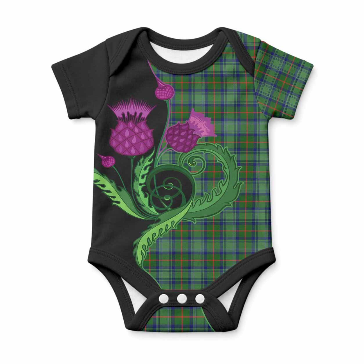 Cranstoun (Cranston) Tartan Baby Onesie Traditional Scottish Thistle