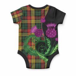 Buchanan Tartan Baby Onesie Traditional Scottish Thistle