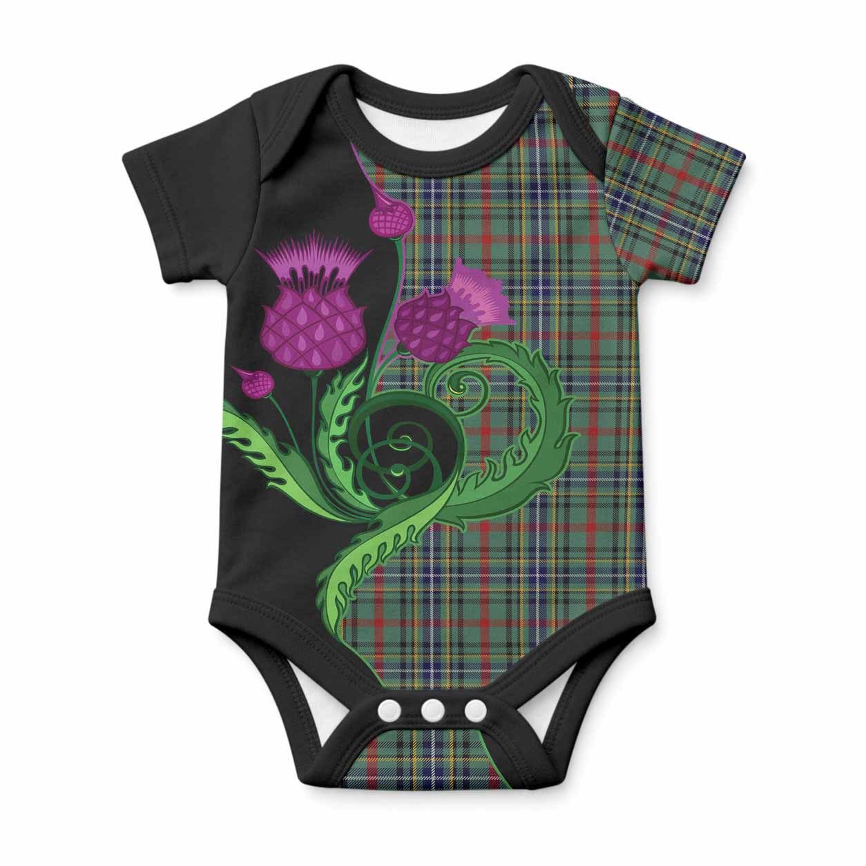 Bisset Tartan Baby Onesie Traditional Scottish Thistle