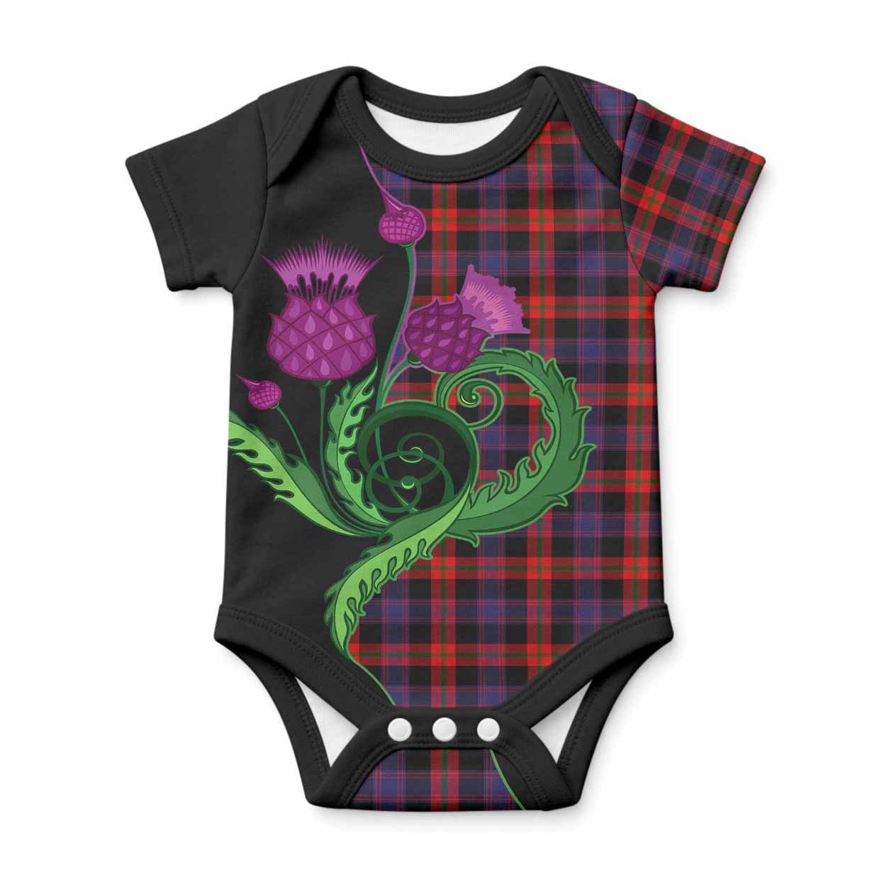 Brown (Broun) Tartan Baby Onesie Traditional Scottish Thistle