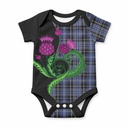 Clark (Clarke) Tartan Baby Onesie Traditional Scottish Thistle