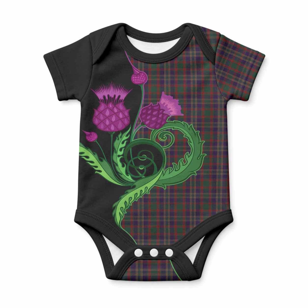 Cork Tartan Baby Onesie Traditional Scottish Thistle