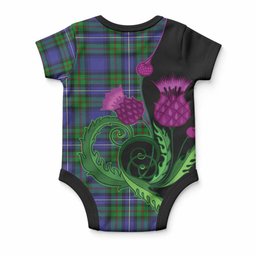 Donnachaidh Tartan Baby Onesie Traditional Scottish Thistle