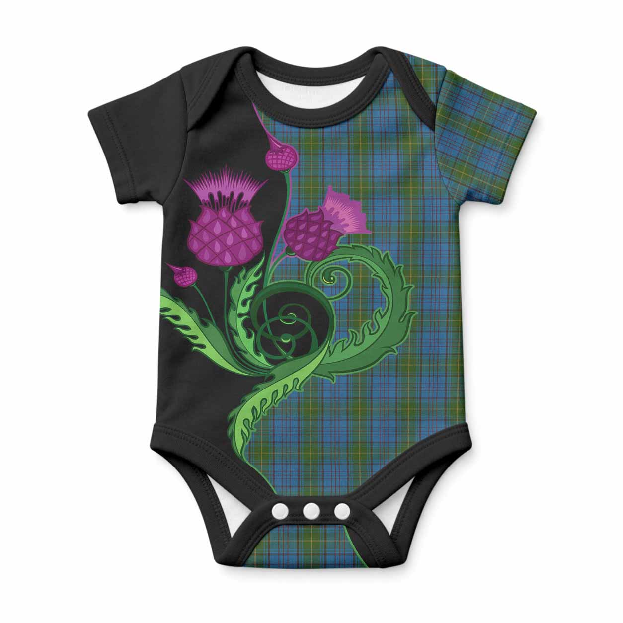 Donegal Tartan Baby Onesie Traditional Scottish Thistle