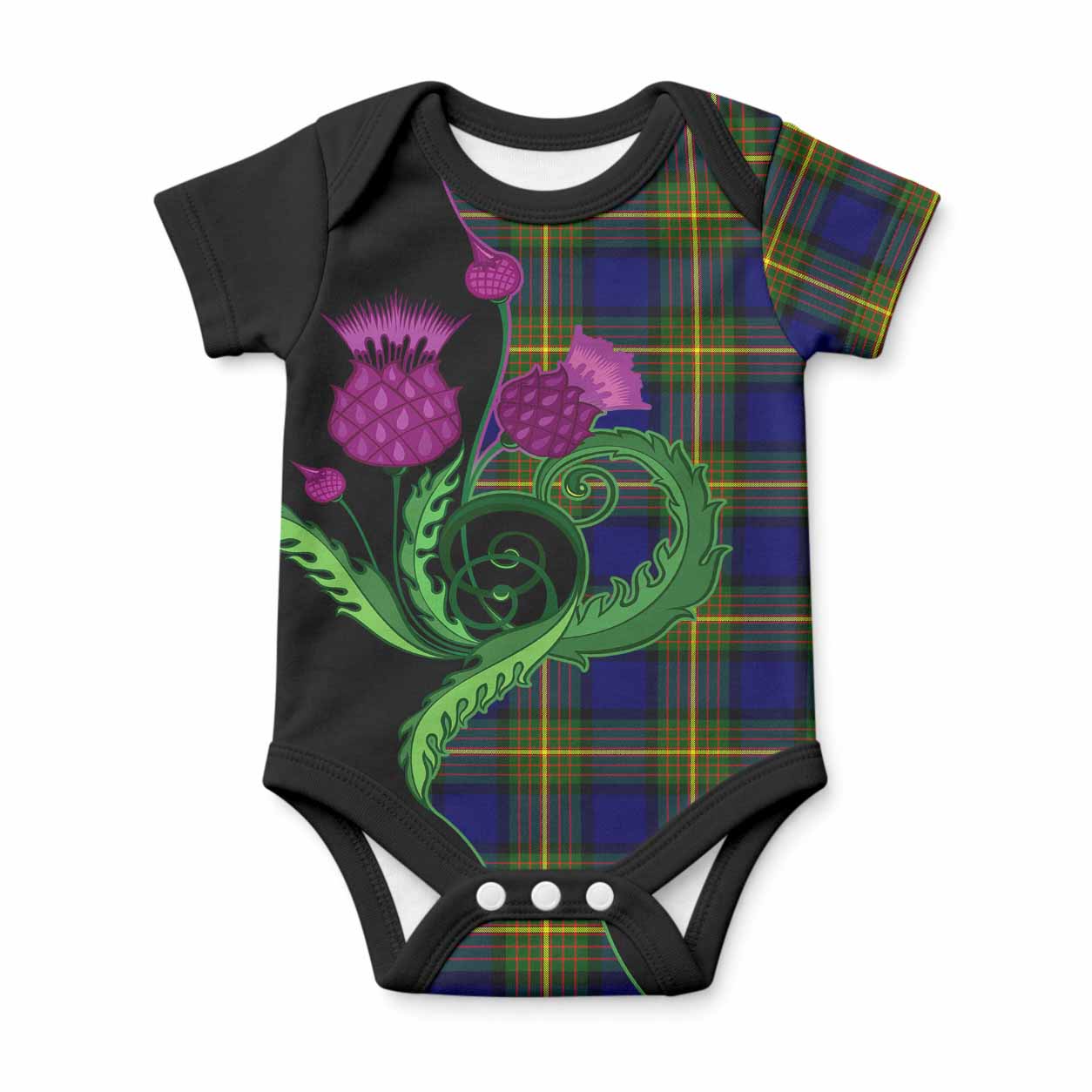 Muir Tartan Baby Onesie Traditional Scottish Thistle
