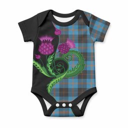 Garden (Gardyne) Tartan Baby Onesie Traditional Scottish Thistle