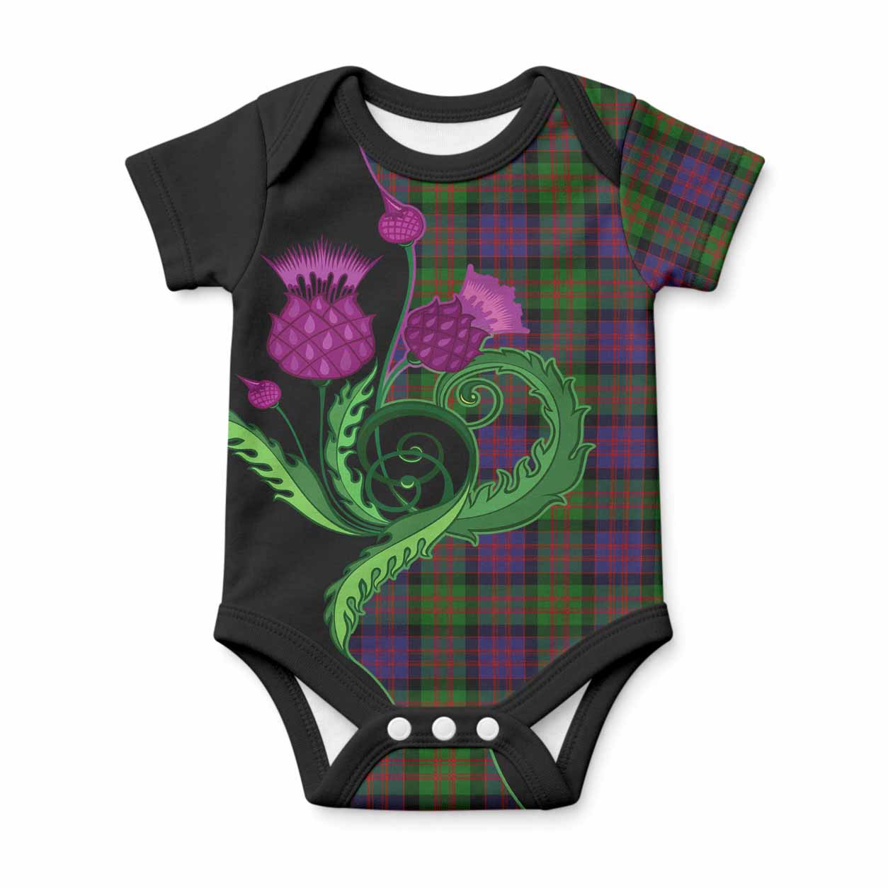MacDonald (McDonald) Tartan Baby Onesie Traditional Scottish Thistle