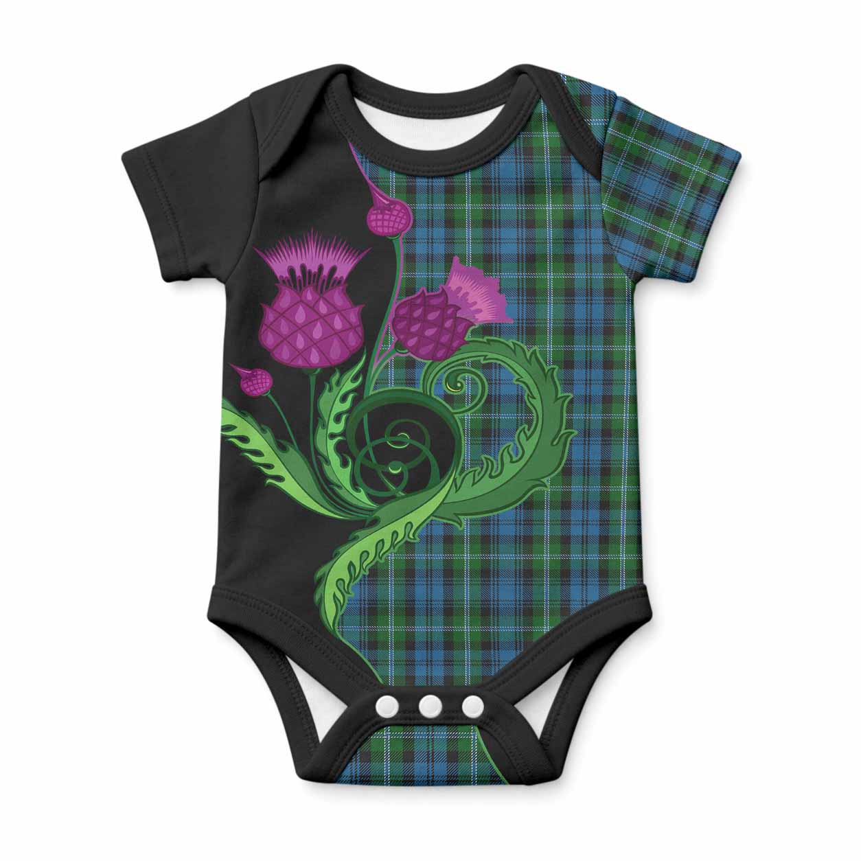 Lyon Tartan Baby Onesie Traditional Scottish Thistle