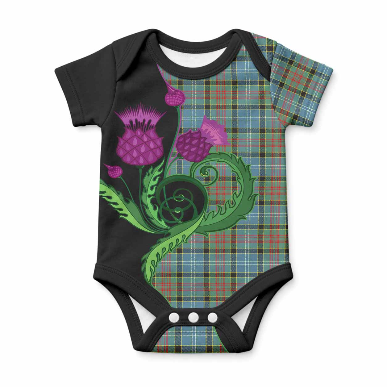 Paisley Tartan Baby Onesie Traditional Scottish Thistle