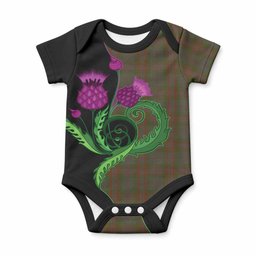 Gray Tartan Baby Onesie Traditional Scottish Thistle