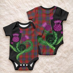 Fraser Tartan Baby Onesie Traditional Scottish Thistle