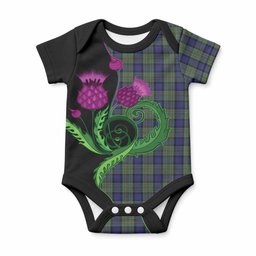 MacLaren (McLaren) Tartan Baby Onesie Traditional Scottish Thistle