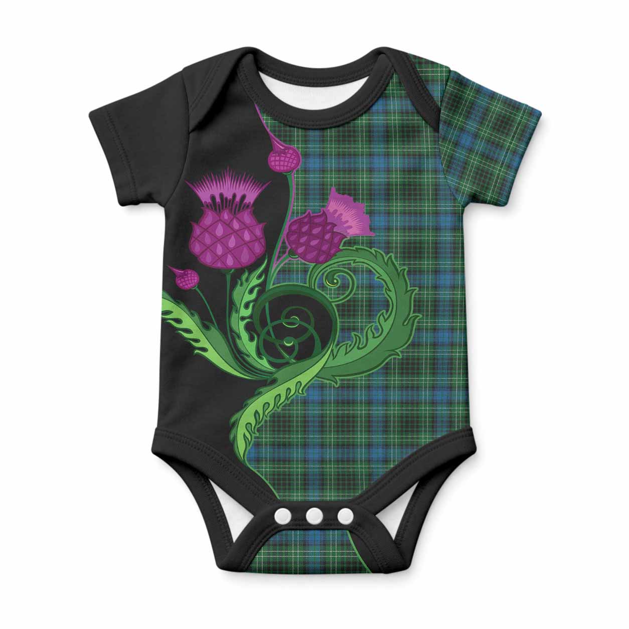 O'Connor Tartan Baby Onesie Traditional Scottish Thistle
