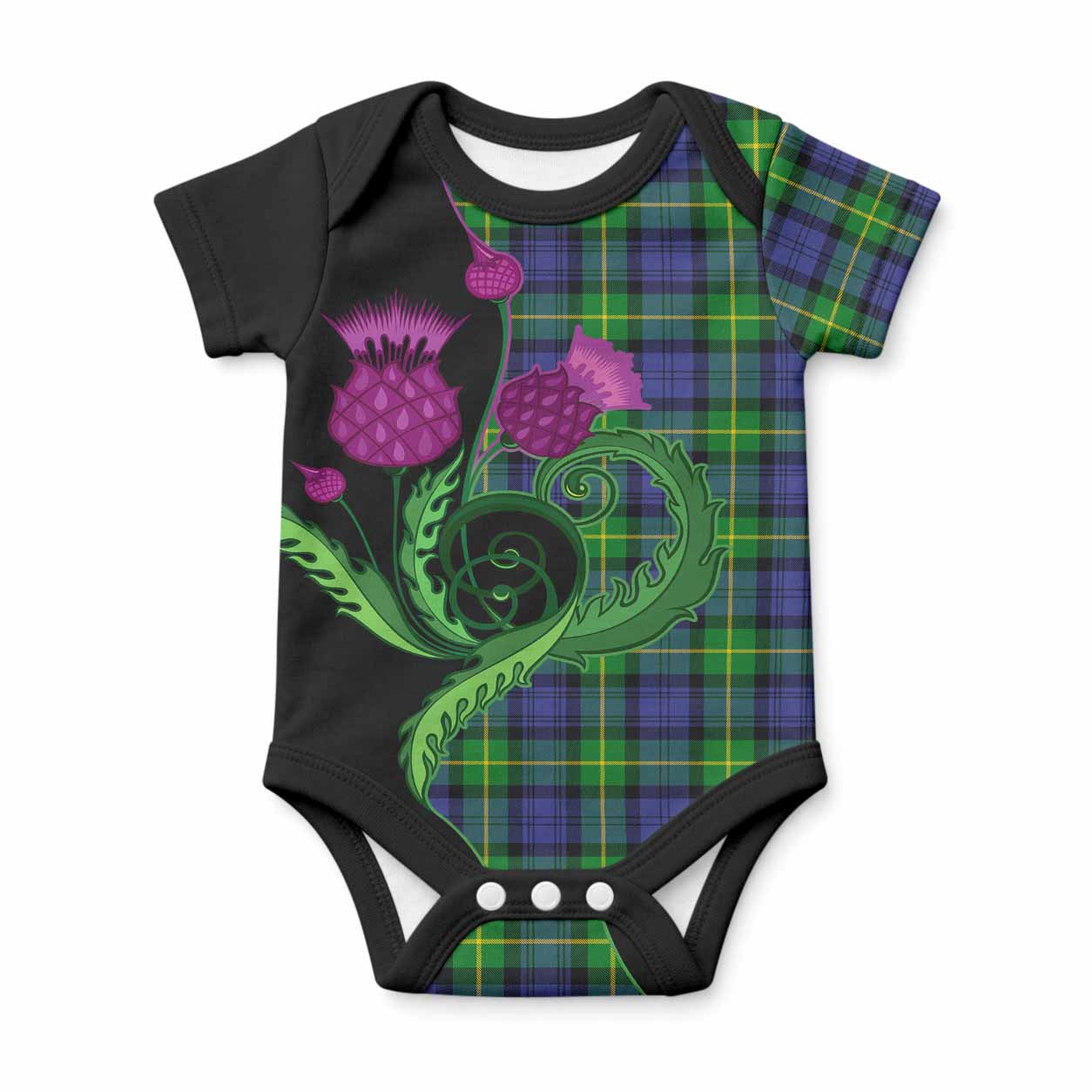 Meldrum Tartan Baby Onesie Traditional Scottish Thistle