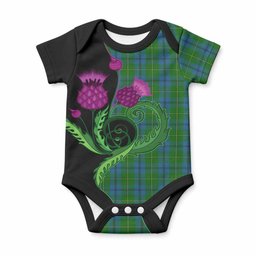 Johnstone (Johnston) Tartan Baby Onesie Traditional Scottish Thistle