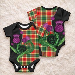 Gibson (Gibbs or Gibsone) Tartan Baby Onesie Traditional Scottish Thistle