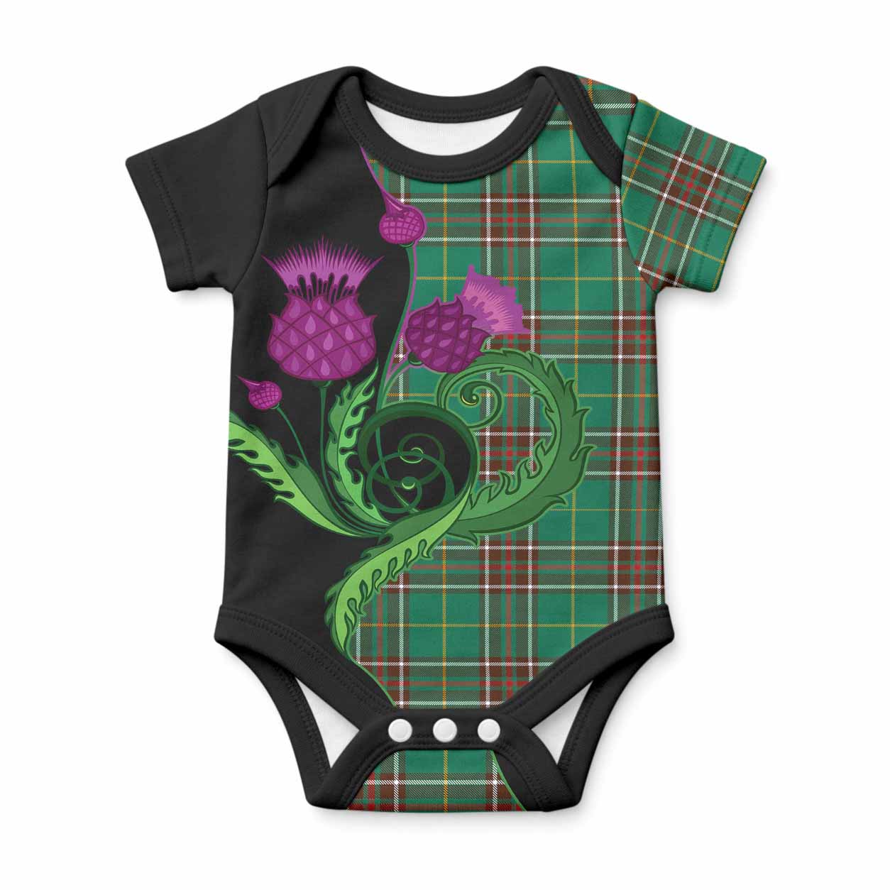 Newfoundland And Labrador Tartan Baby Onesie Traditional Scottish Thistle