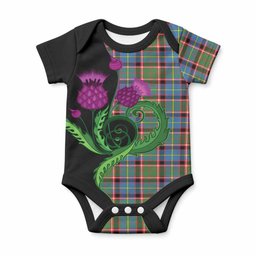 Glass Tartan Baby Onesie Traditional Scottish Thistle