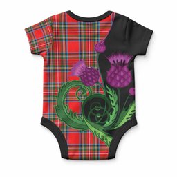 Stewart (Stuart) Tartan Baby Onesie Traditional Scottish Thistle