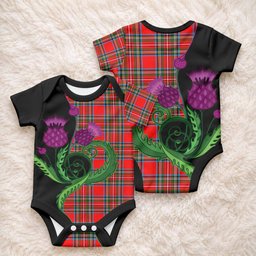 Stewart (Stuart) Tartan Baby Onesie Traditional Scottish Thistle