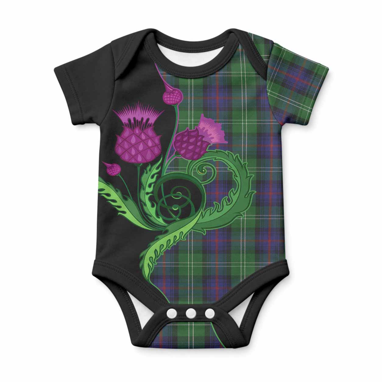 Sutherland Tartan Baby Onesie Traditional Scottish Thistle