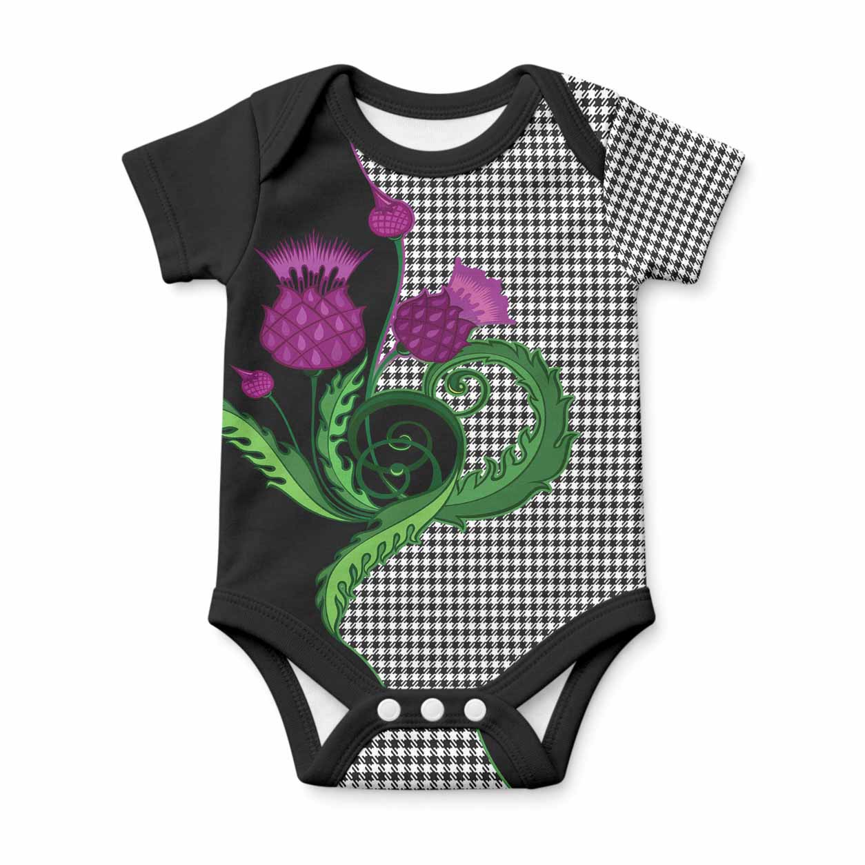 Shepherd Tartan Baby Onesie Traditional Scottish Thistle