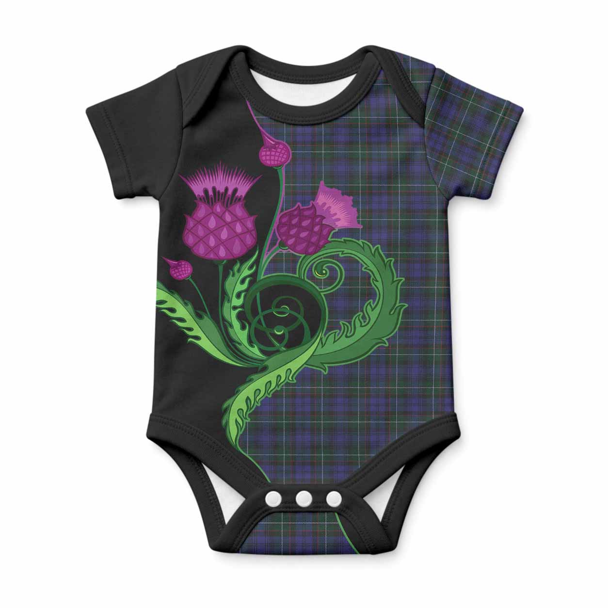 Sempill (Semple) Tartan Baby Onesie Traditional Scottish Thistle