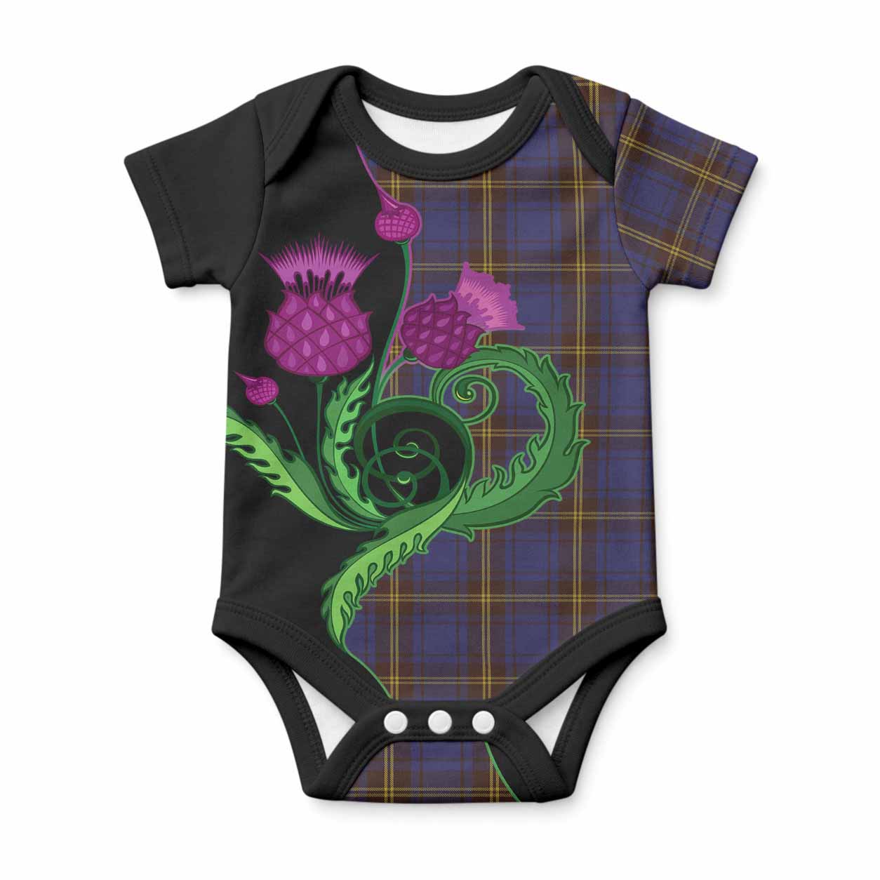 Sligo Tartan Baby Onesie Traditional Scottish Thistle