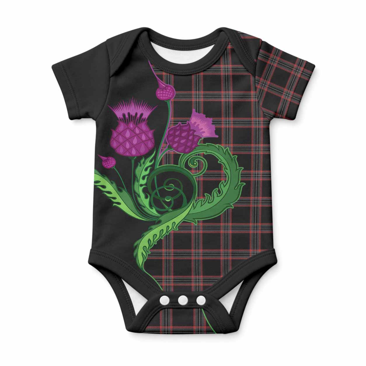 WoS Tartan Baby Onesie Traditional Scottish Thistle